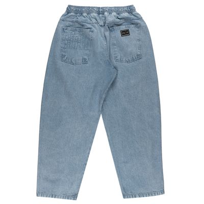 CALÇA JEANS BAGGY ELASTICO OVER - DELAVE MAMORIZADA