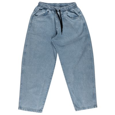 CALÇA JEANS BAGGY ELASTICO OVER - DELAVE MAMORIZADA