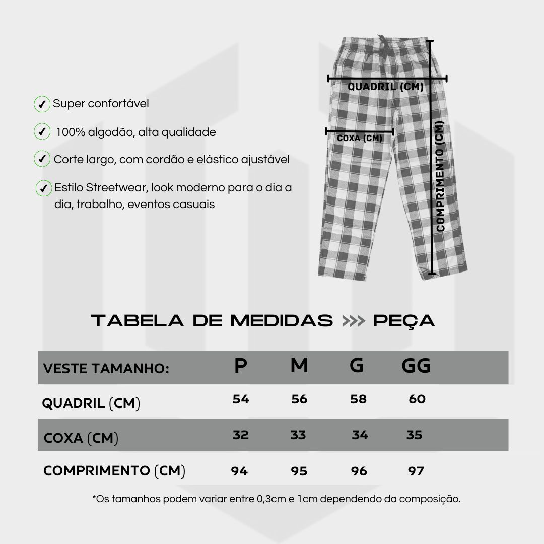 CALÇA XADREZ JOHN ROGER - PRETO/BRANCO