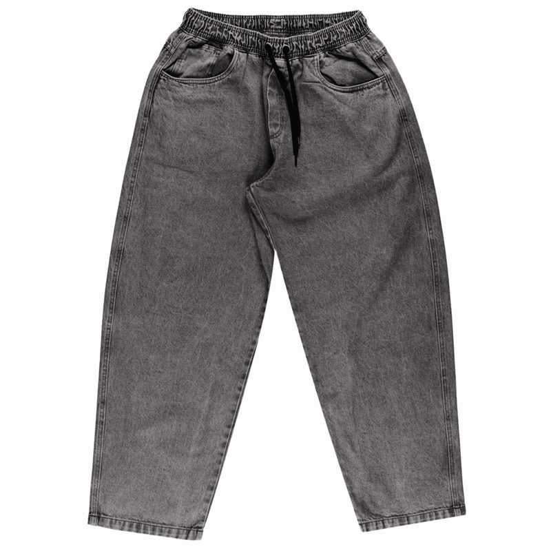 CALÇA JEANS BAGGY ELASTICO OVER - MARMORIZADA