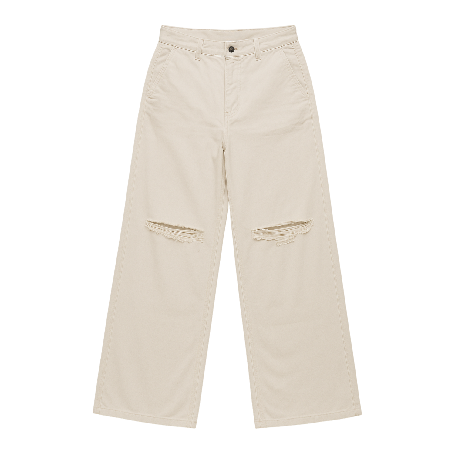 CALÇA FEMININA JOHN ROGER WIDE LEG RASGADO - OFF WHITE