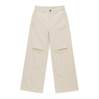 CALÇA FEMININA JOHN ROGER WIDE LEG RASGADO - OFF WHITE