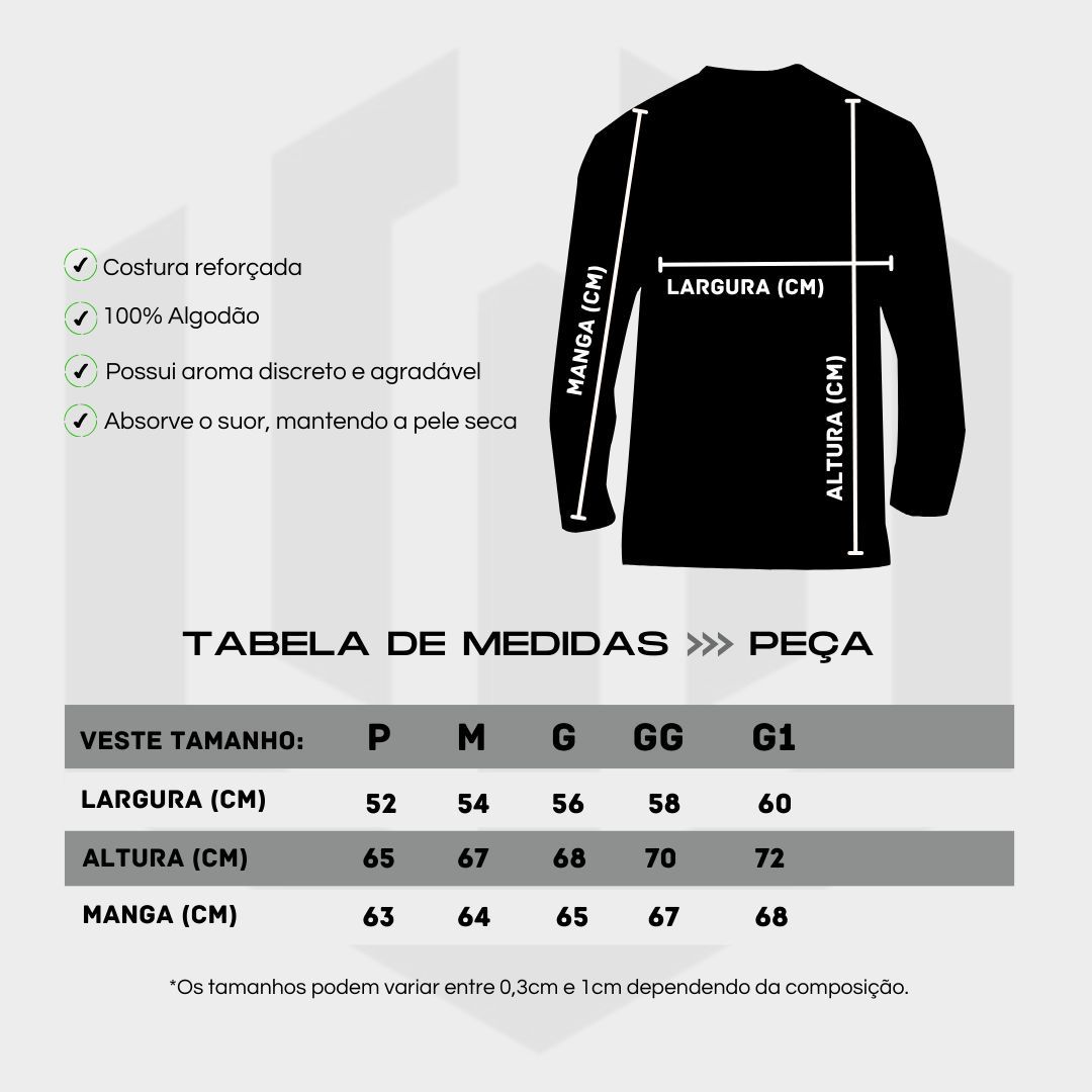 CAMISETA MALHÃO MANGA LONGA FLOCO - PRETO