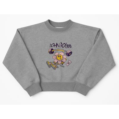 CROPPED MOLETOM HYPE GYM - CINZA MESCLA