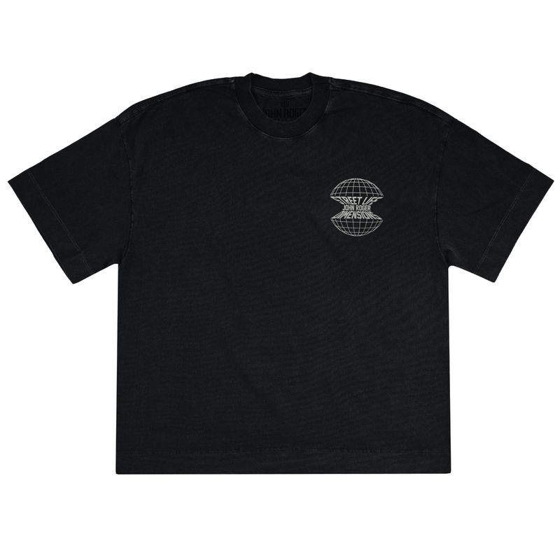 CAMISETA BOXY LAVADO JOHN ROGER APPLE - PRETO