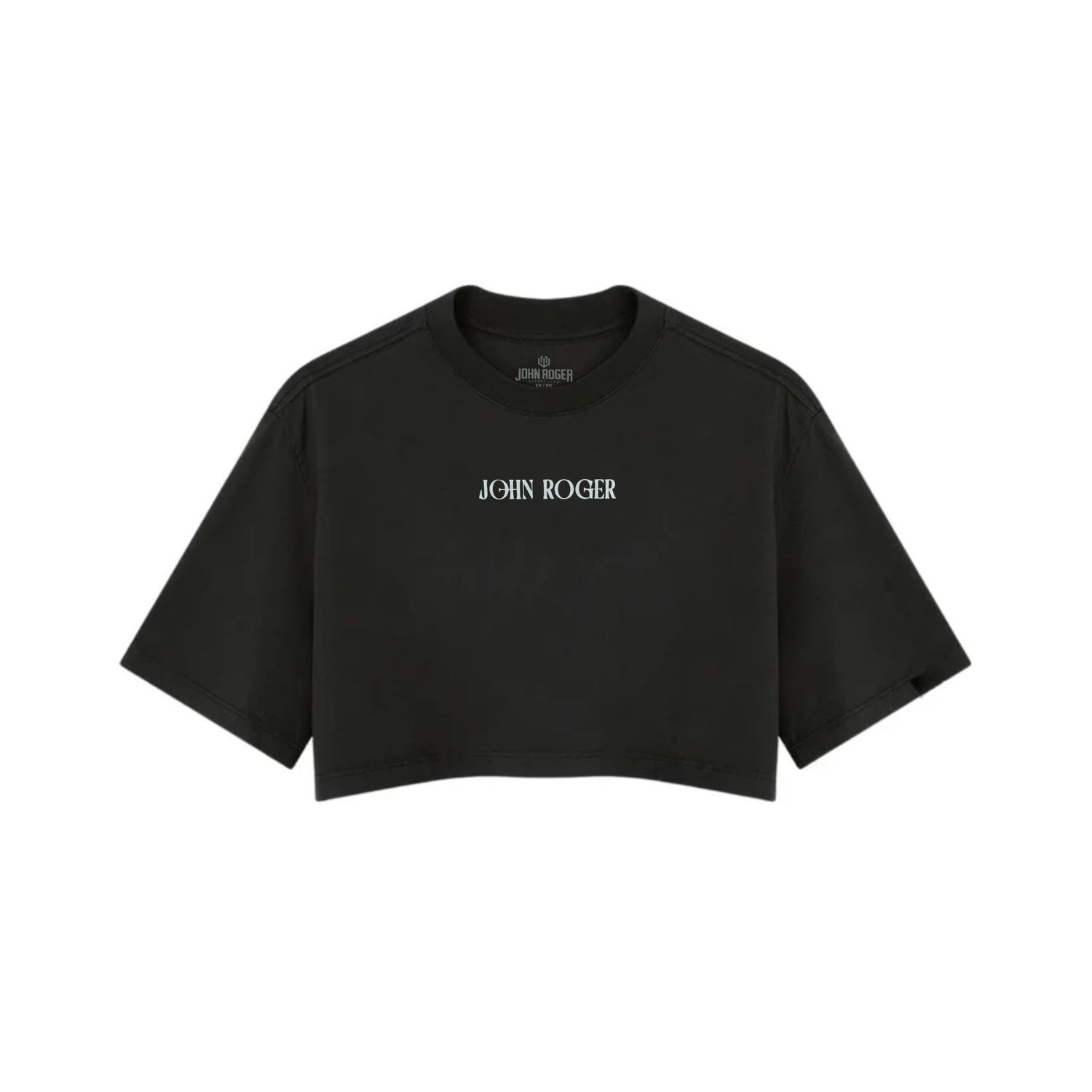 CROPPED OVERSIZED BASIC LIGHT JOHN ROGER ART FLOWER - PRETO