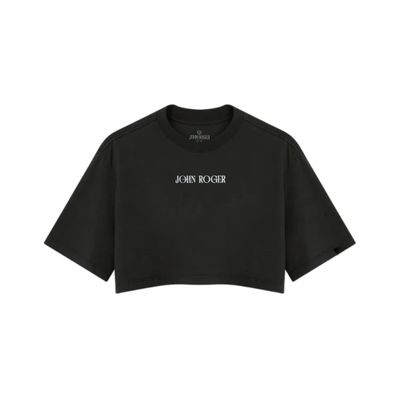 CROPPED OVERSIZED BASIC LIGHT JOHN ROGER ART FLOWER - PRETO