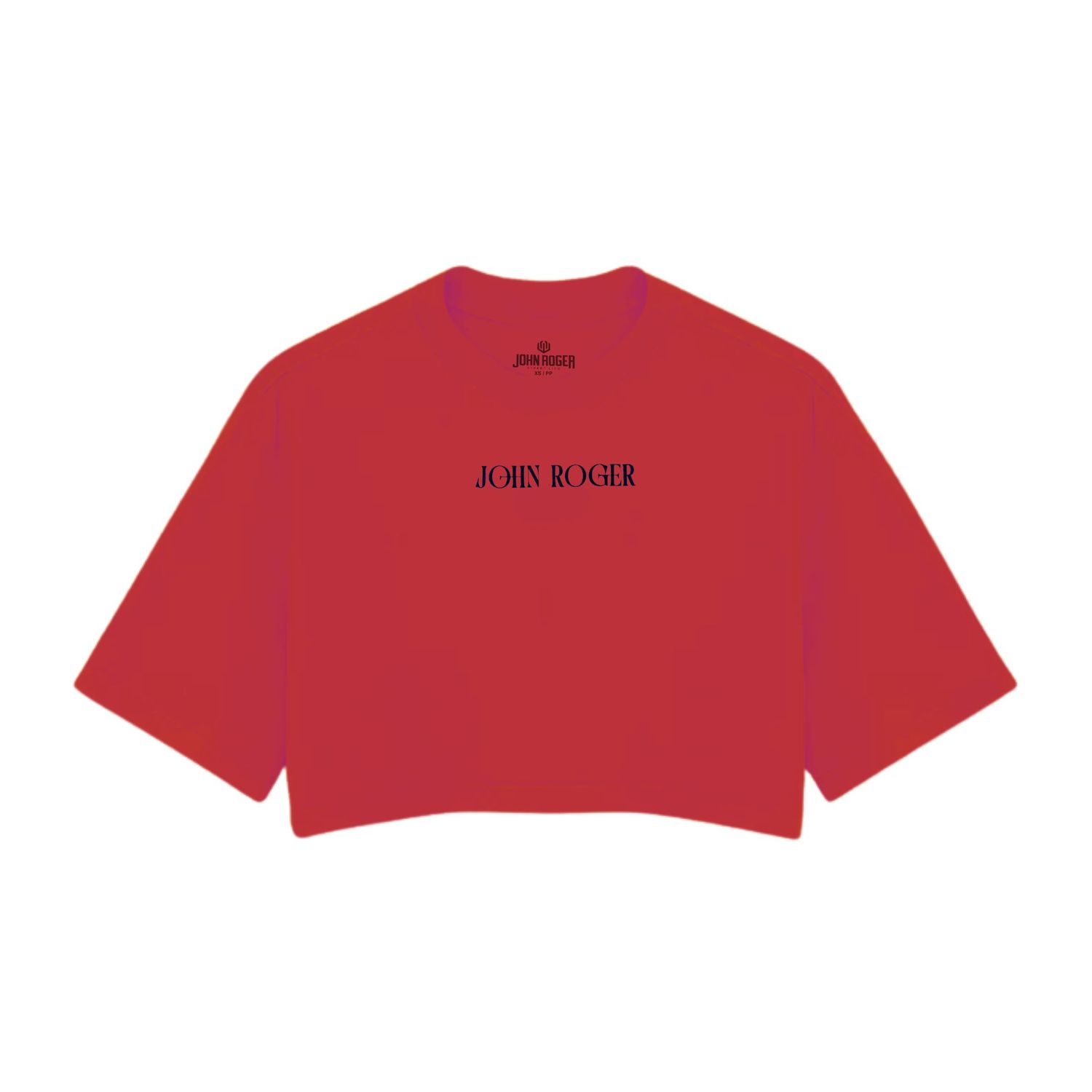 CROPPED OVERSIZED BASIC LIGHT JOHN ROGER ART FLOWER - VERMELHO
