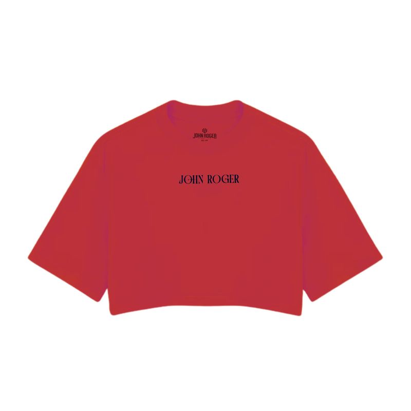 CROPPED OVERSIZED BASIC LIGHT JOHN ROGER ART FLOWER - VERMELHO