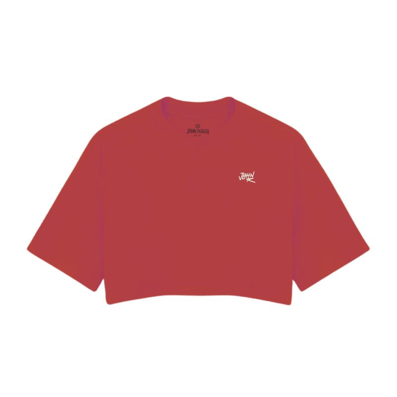 CROPPED OVERSIZED BASIC LIGHT JOHN ROGER LOGO STYLE - VERMELHO SUCRE