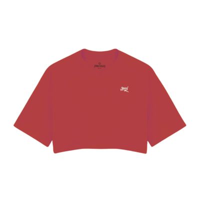 CROPPED OVERSIZED BASIC LIGHT JOHN ROGER LOGO STYLE - VERMELHO SUCRE