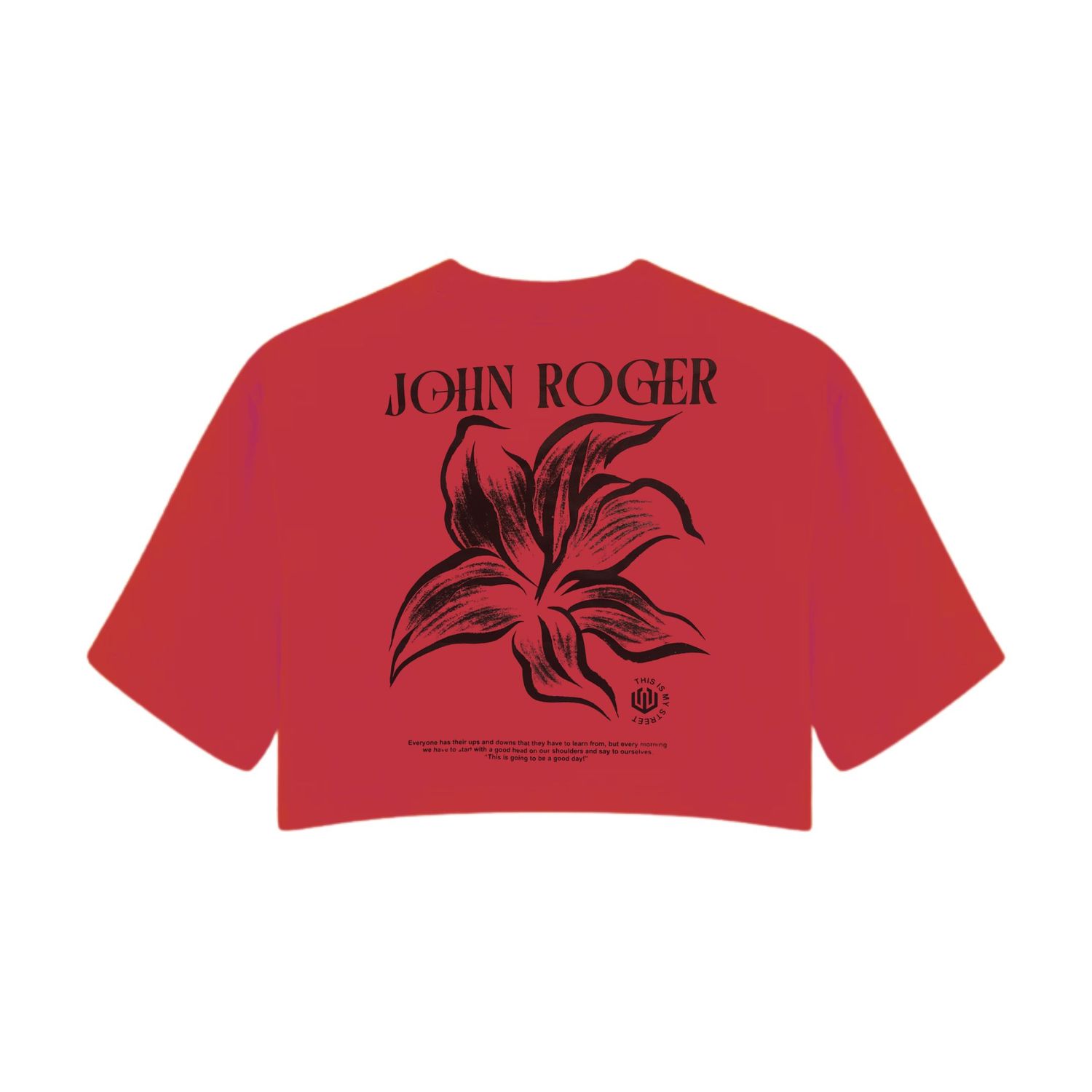 CROPPED OVERSIZED BASIC LIGHT JOHN ROGER ART FLOWER - VERMELHO