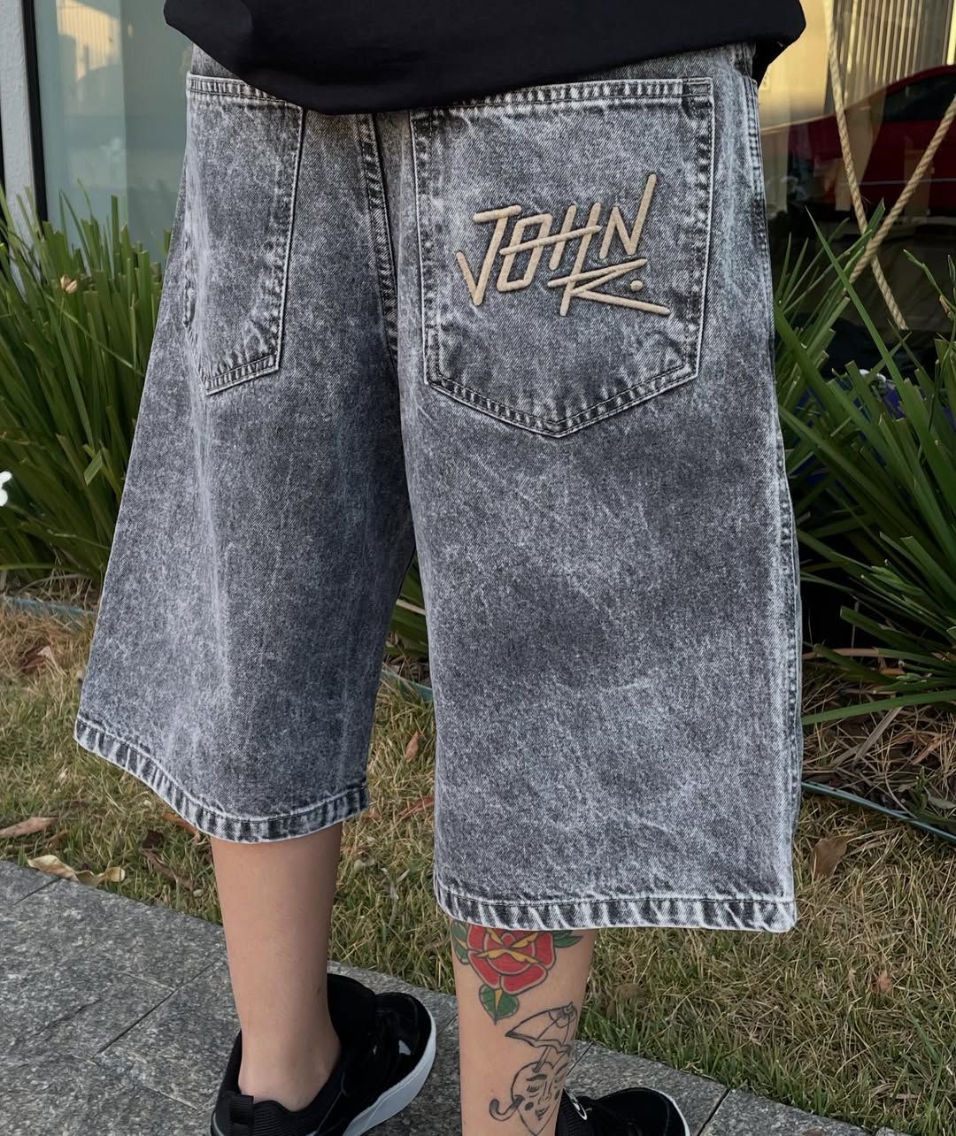 BERMUDA JORTS JEANS JOHN ROGER - BLACK MARMORIZADO