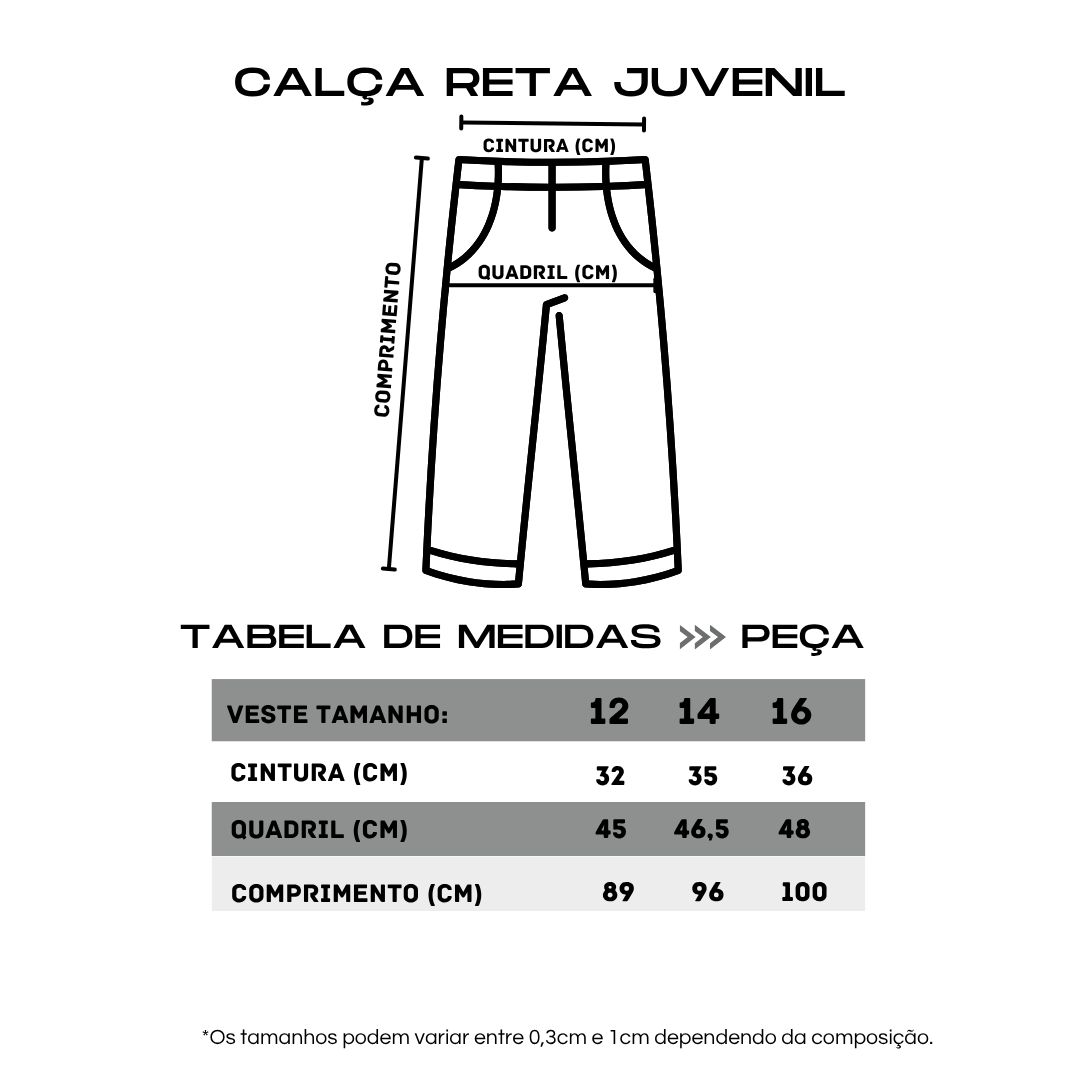 CALCA CARGO RETA JUVENIL JOHN ROGER - PRETO