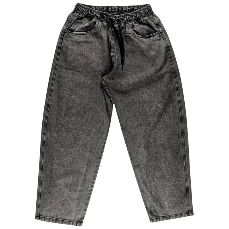CALÇA JEANS BAGGY ELASTICO OVER - MARMORIZADA