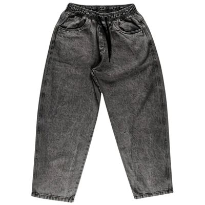 CALÇA JEANS BAGGY ELASTICO OVER - MARMORIZADA