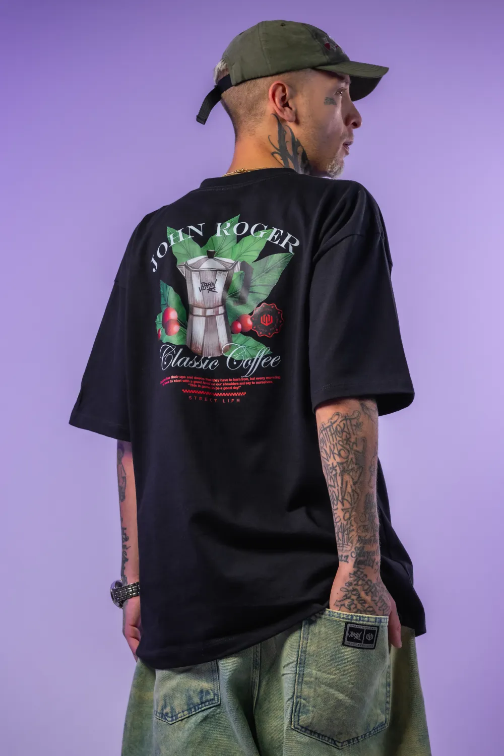 CAMISETA MALHÃO OVERSIZED CLASSIC COFFEE JOHN ROGER - PRETO