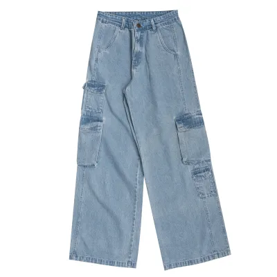 CALÇA FEMININA CARGO WIDE LEG JOHN ROGER - JEANS CLARO