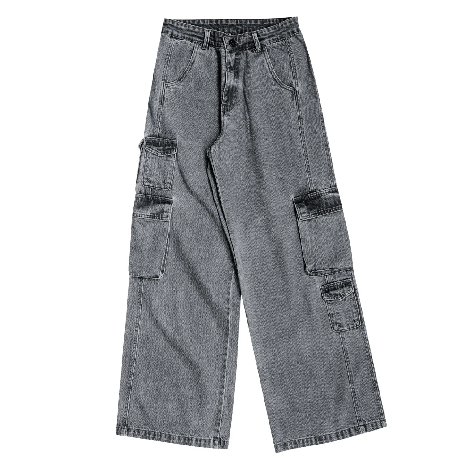 CALÇA FEMININA CARGO JEANS WIDE LEG JOHN ROGER - BLACK MARMORIZADA