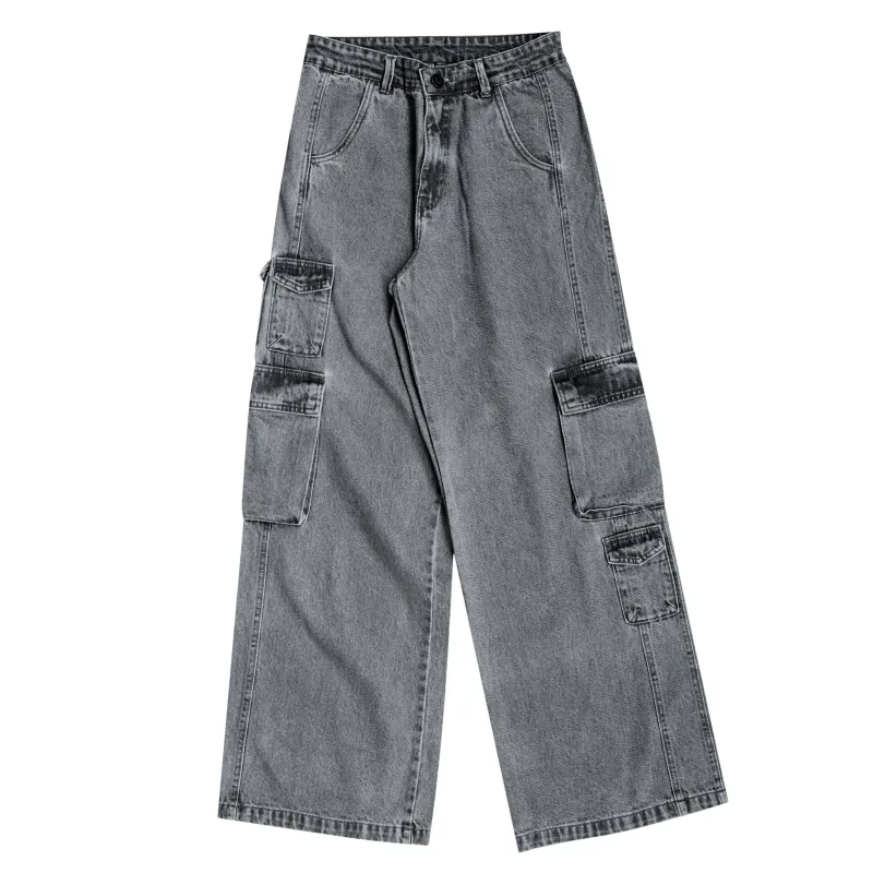 CALÇA FEMININA CARGO JEANS WIDE LEG JOHN ROGER - BLACK MARMORIZADA