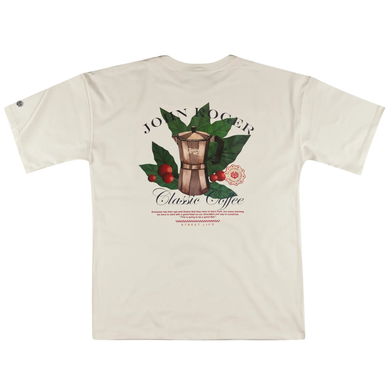 CAMISETA MALHÃO OVERSIZED CLASSIC COFFEE JOHN ROGER - OFF WHITE