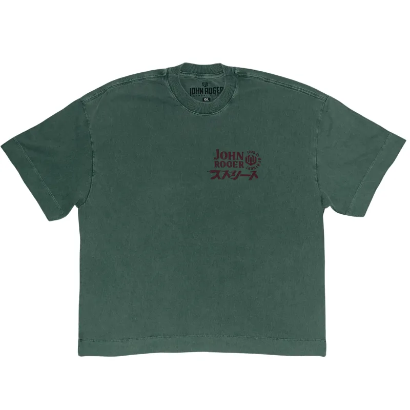 CAMISETA BOXY LAVADO JOHN ROGER COFFEE - VERDE