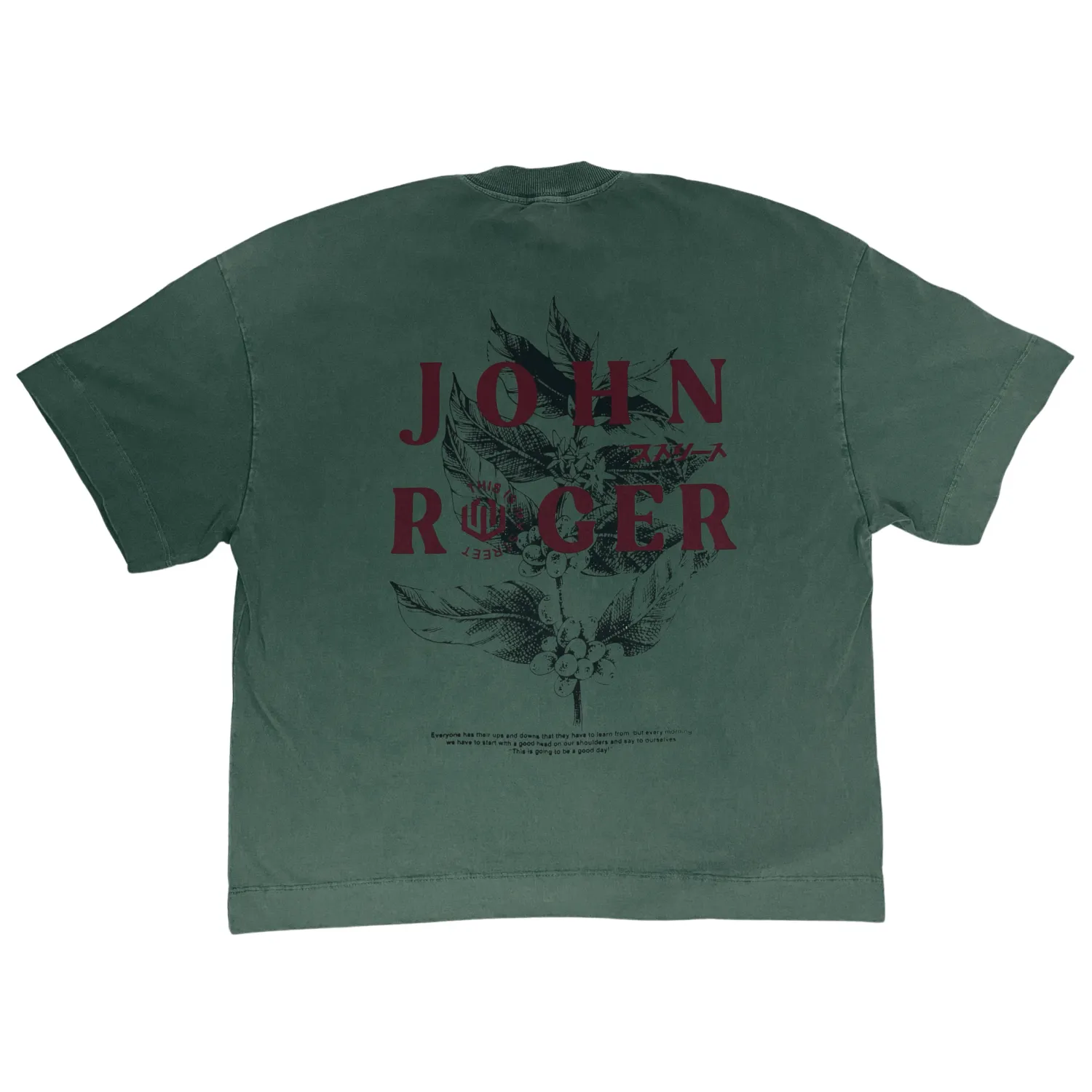 CAMISETA BOXY LAVADO JOHN ROGER COFFEE - VERDE