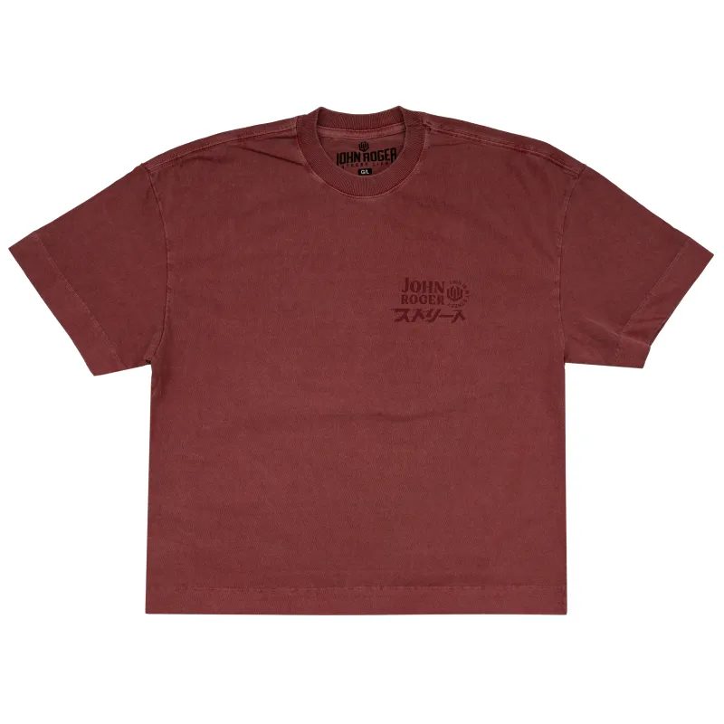 CAMISETA BOXY LAVADO JOHN ROGER COFFEE - VERMELHO