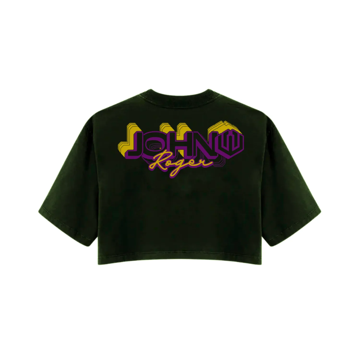 CROPPED OVERSIZED 3D TYPOGRAPHY JOHN ROGER - VERDE FLORESTA