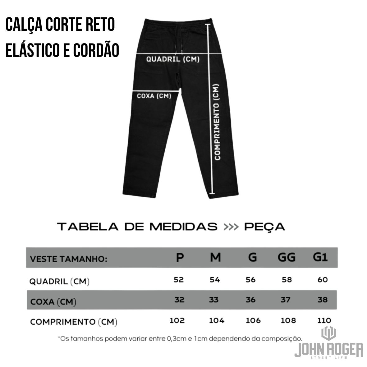 CALÇA RETA JOHN ROGER PRESPONTO HYPS - PRETA