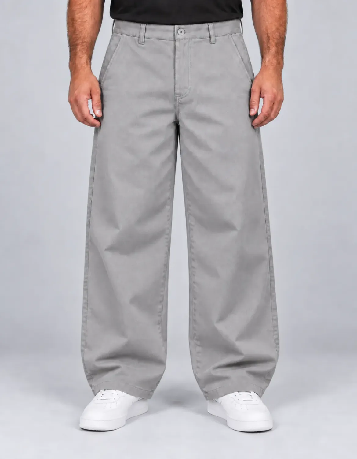 CALÇA SARJA  SOCIAL BAGGY - CINZA
