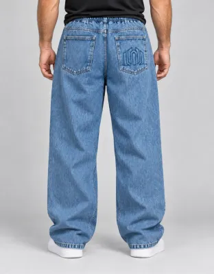 CALÇA BAGGY ELASTICO JEANS JOHN ROGER - DELAVE MARMORIZADA
