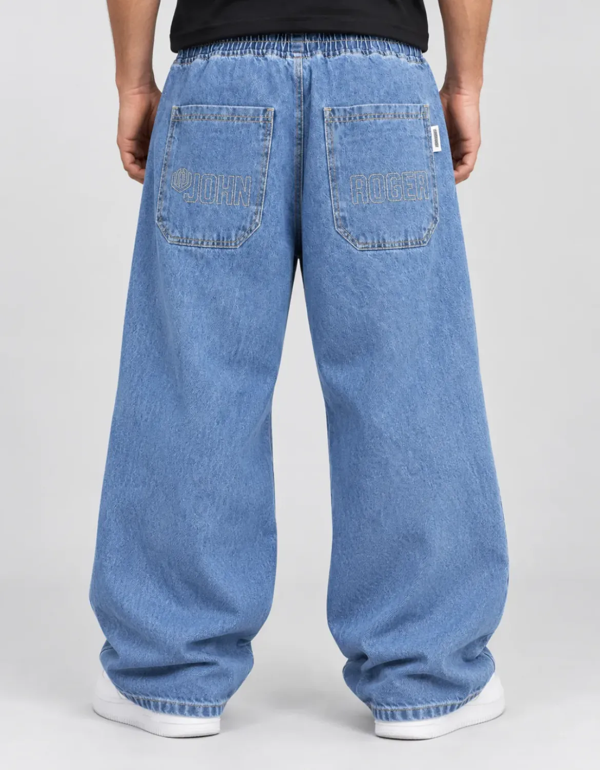 CALÇA BAGGY ELASTICO JEANS JOHN ROGER - DELAVE DESTROYED