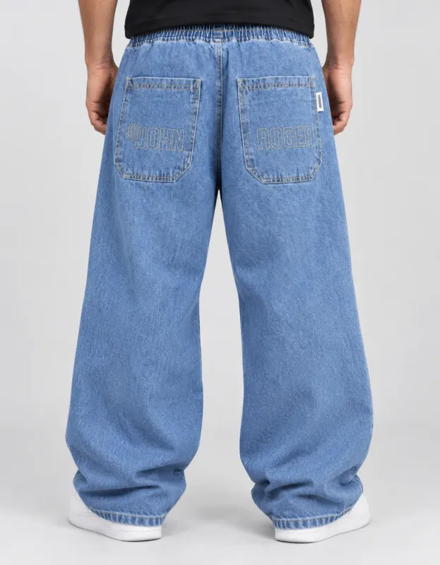CALÇA BAGGY ELASTICO JEANS JOHN ROGER - DELAVE DESTROYED