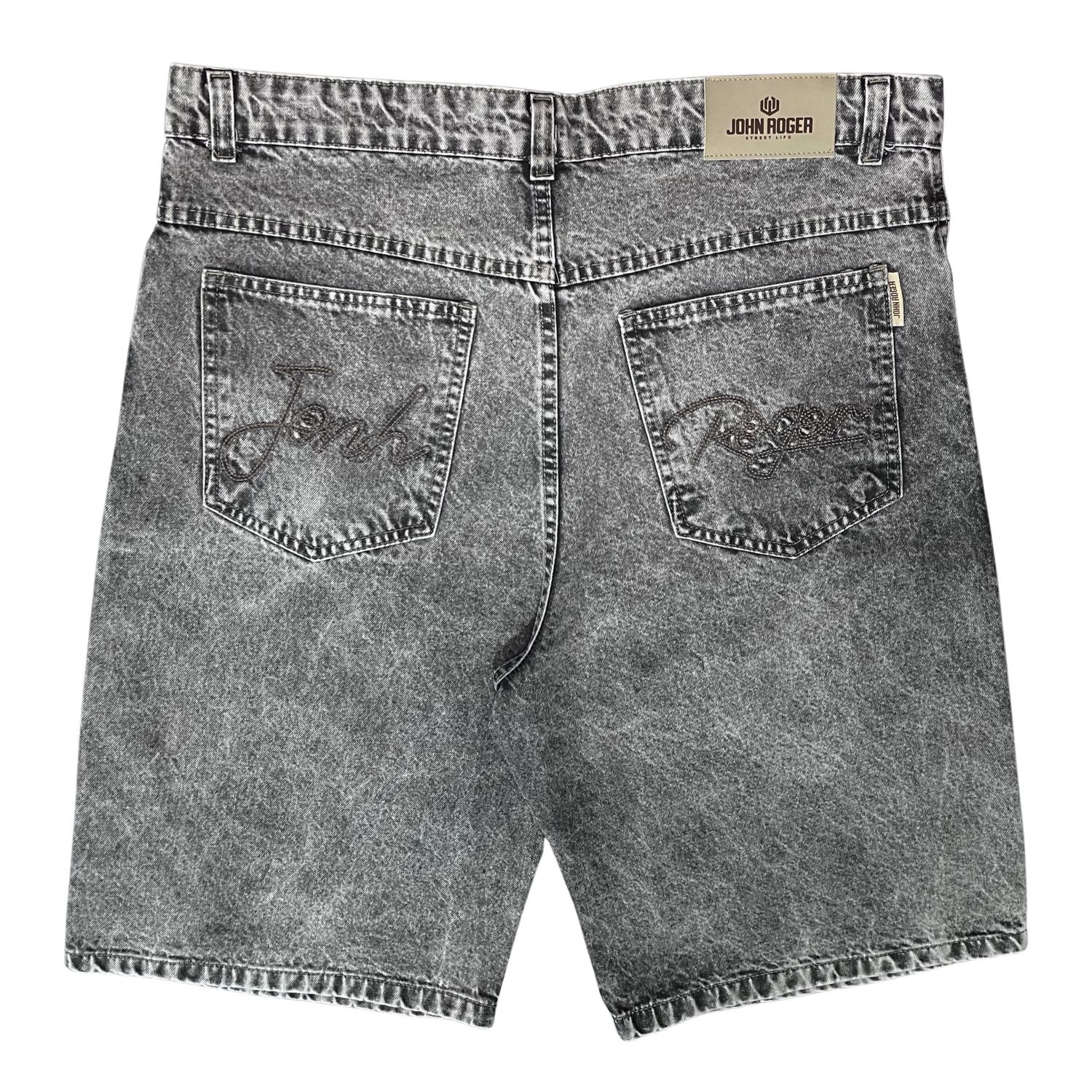 BERMUDA JORTS JEANS BORDADO JOHN ROGER - BLACK MARMORIZADO