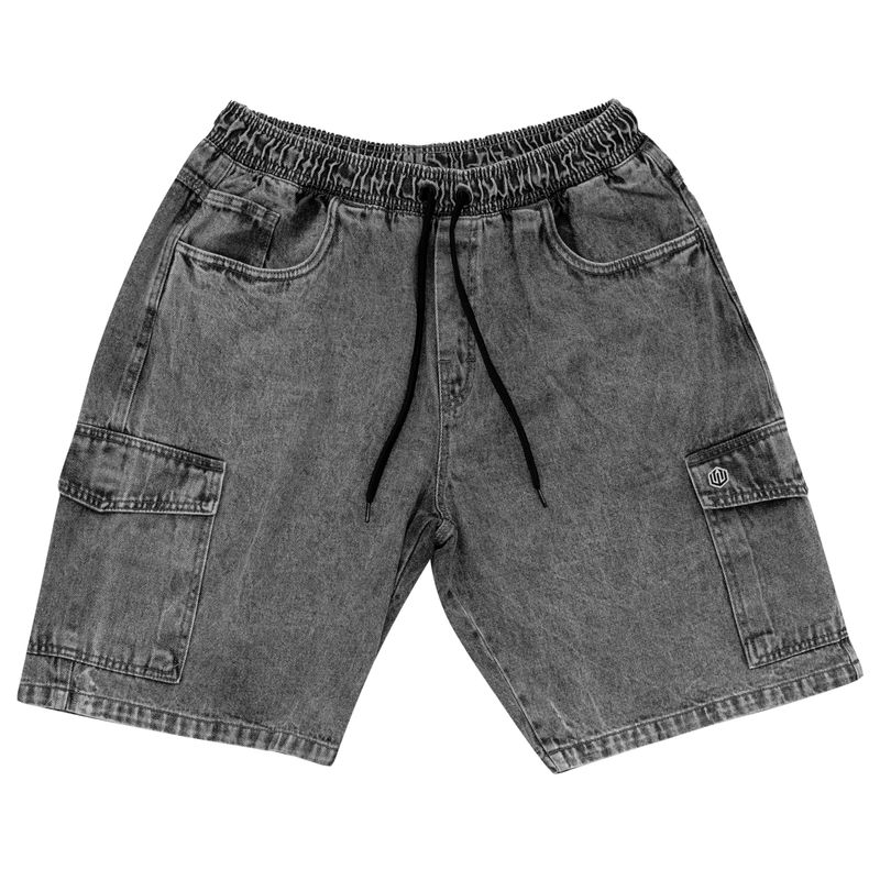 BERMUDA BAGGY CARGO JEANS JOHN ROGER - BLACK MARMORIZADO