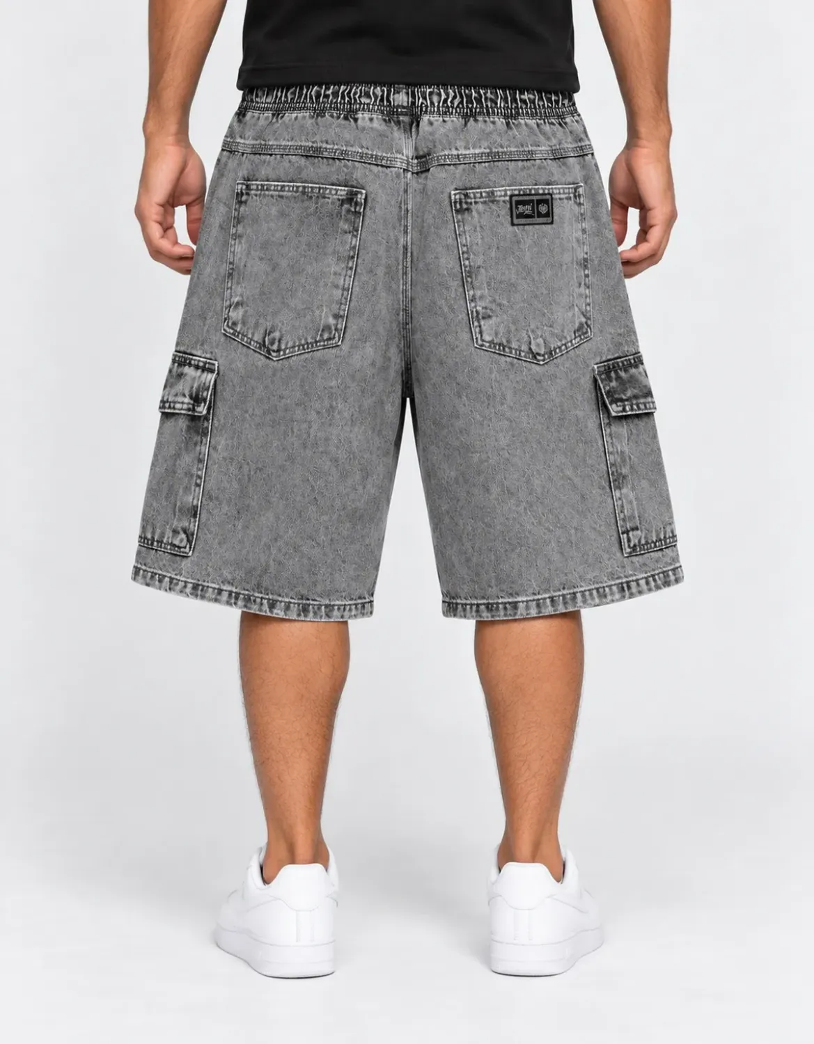BERMUDA BAGGY CARGO JEANS JOHN ROGER - BLACK MARMORIZADO