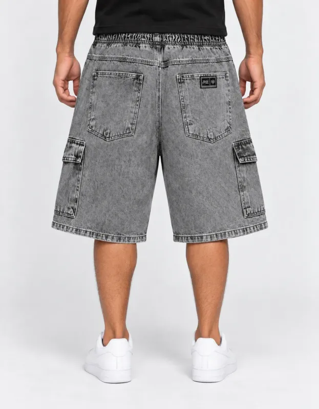 BERMUDA BAGGY CARGO JEANS JOHN ROGER - BLACK MARMORIZADO