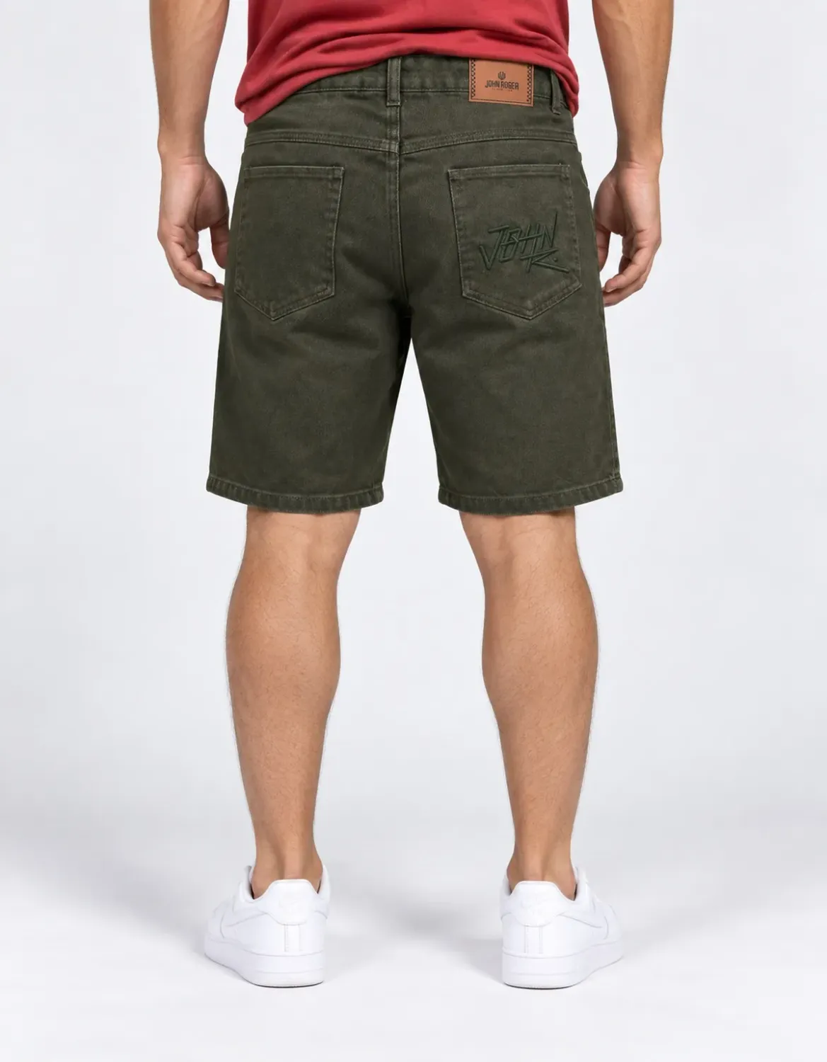BERMUDA SARJA COZ 5 POCKETS JOHN ROGER - VERDE MILITAR