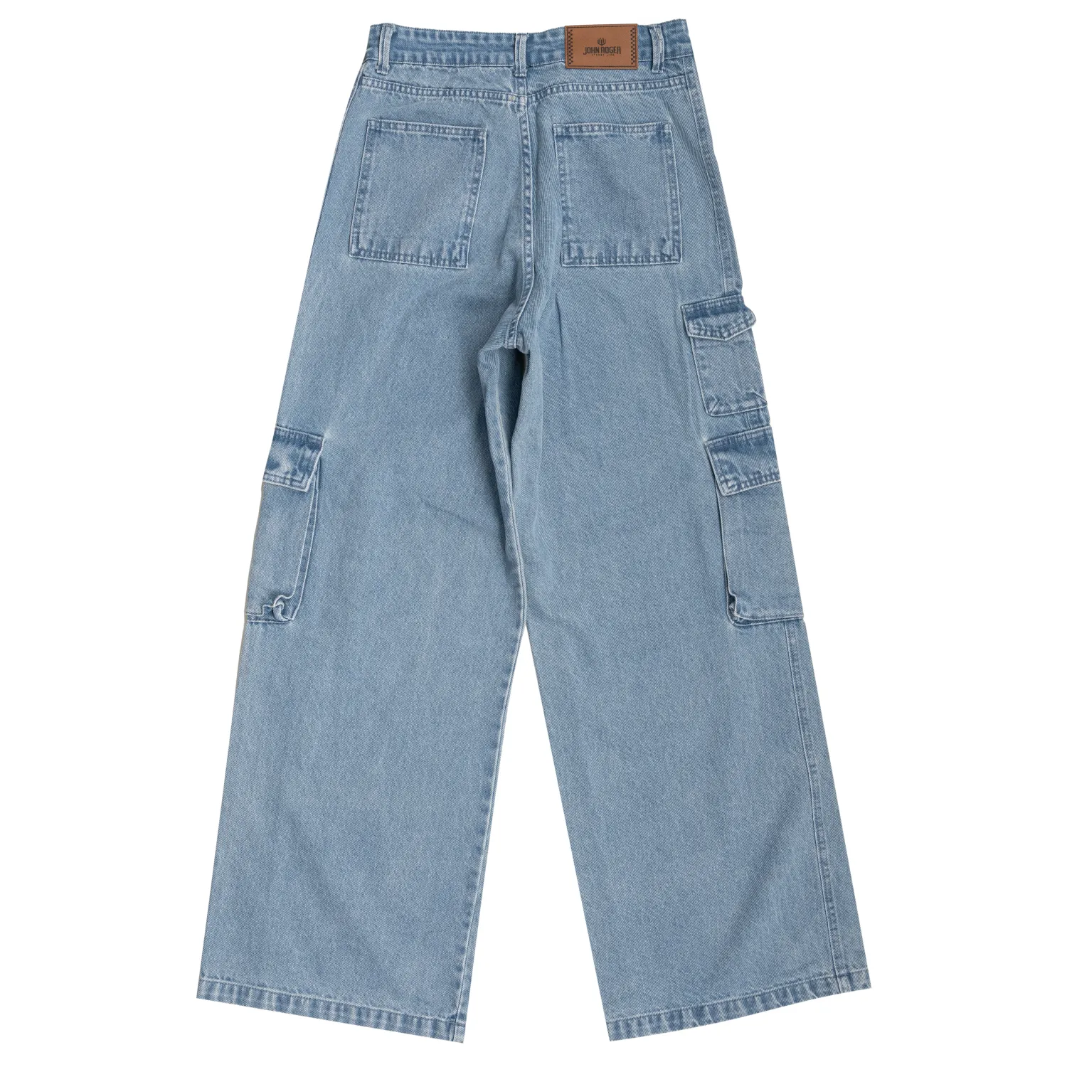 CALÇA FEMININA CARGO WIDE LEG JOHN ROGER - JEANS CLARO