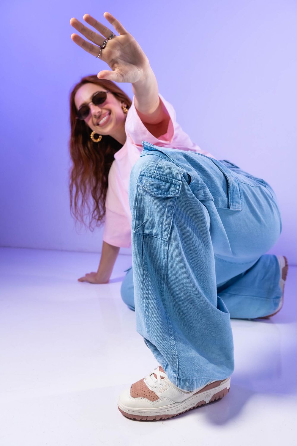 CALÇA FEMININA CARGO WIDE LEG JOHN ROGER - JEANS CLARO