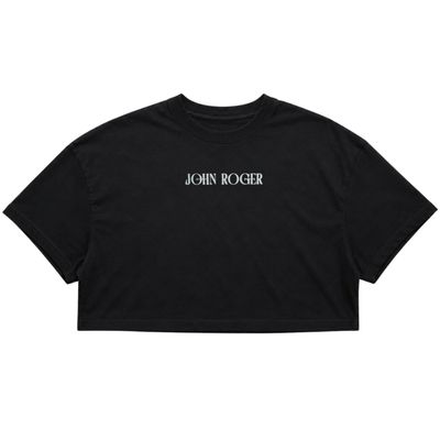 CROPPED OVERSIZED BASIC LIGHT JOHN ROGER ART FLOWER - PRETO