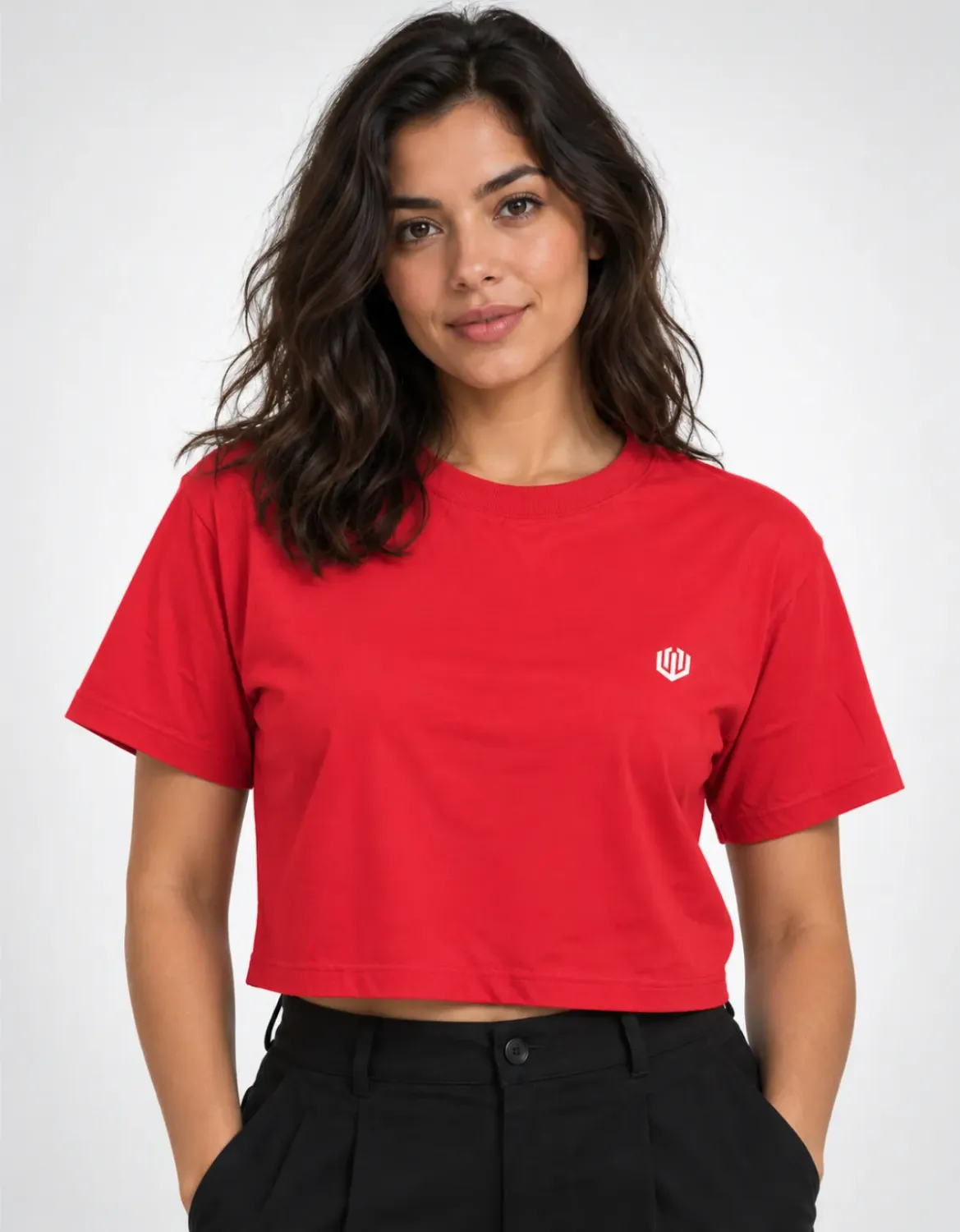 CROPPED OVERSIZED BASIC LIGHT JOHN ROGER LOGO STYLE - VERMELHO SUCRE