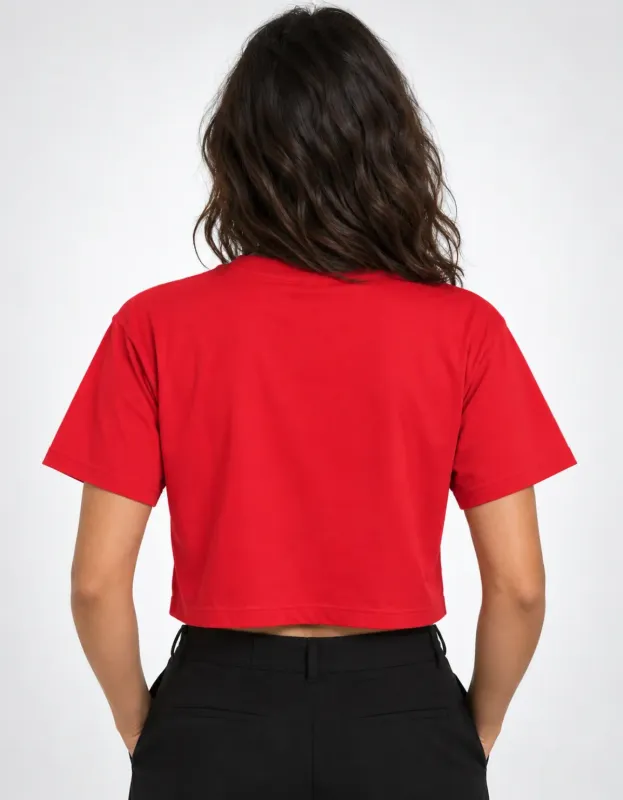 CROPPED OVERSIZED BASIC LIGHT JOHN ROGER LOGO STYLE - VERMELHO SUCRE