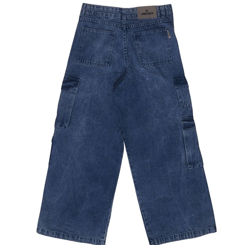 CALÇA FEMININA CARGO JEANS WIDE LEG JOHN ROGER - USED SUJINHO