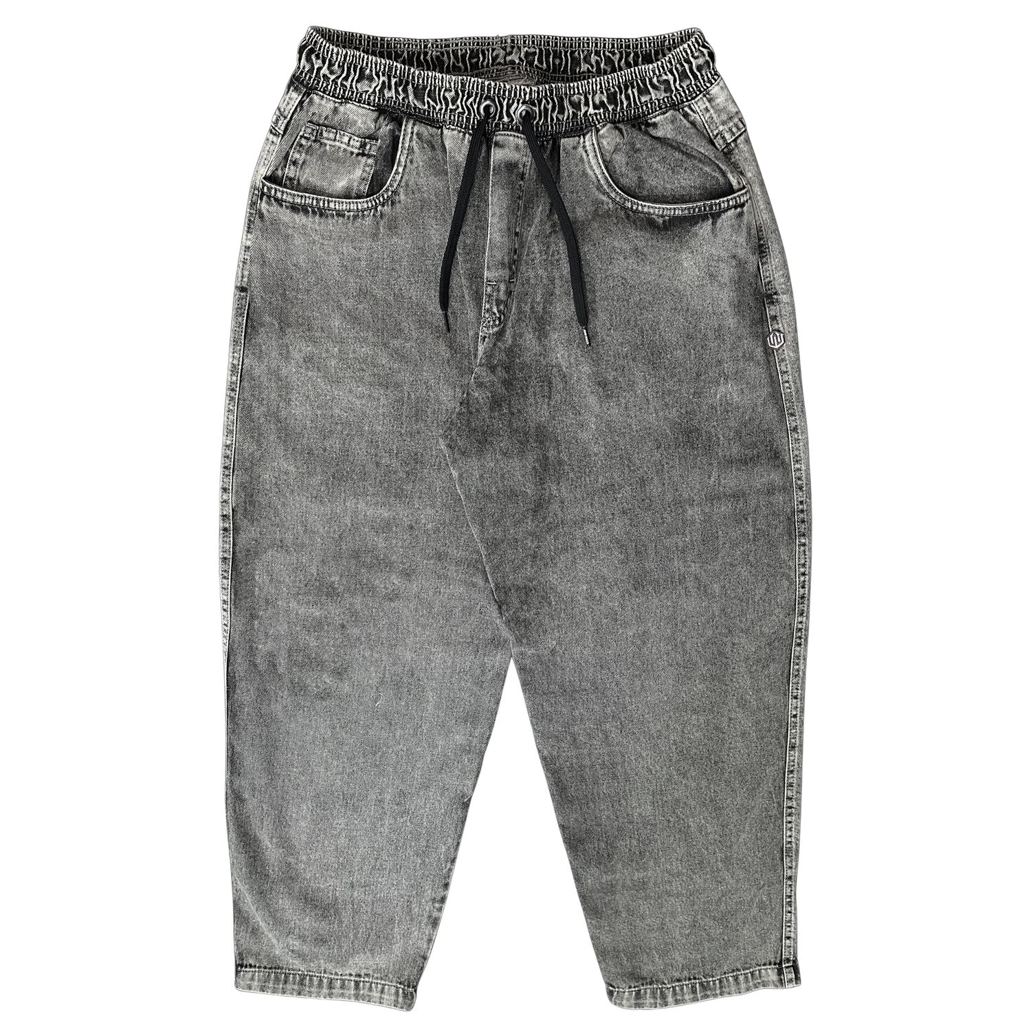 CALÇA BAGGY ELASTICO JEANS BORDADO JOHN ROGER - BLACK MARMORIZADO