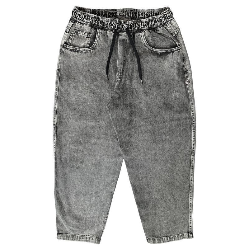 CALÇA BAGGY ELASTICO JEANS BORDADO JOHN ROGER - BLACK MARMORIZADO
