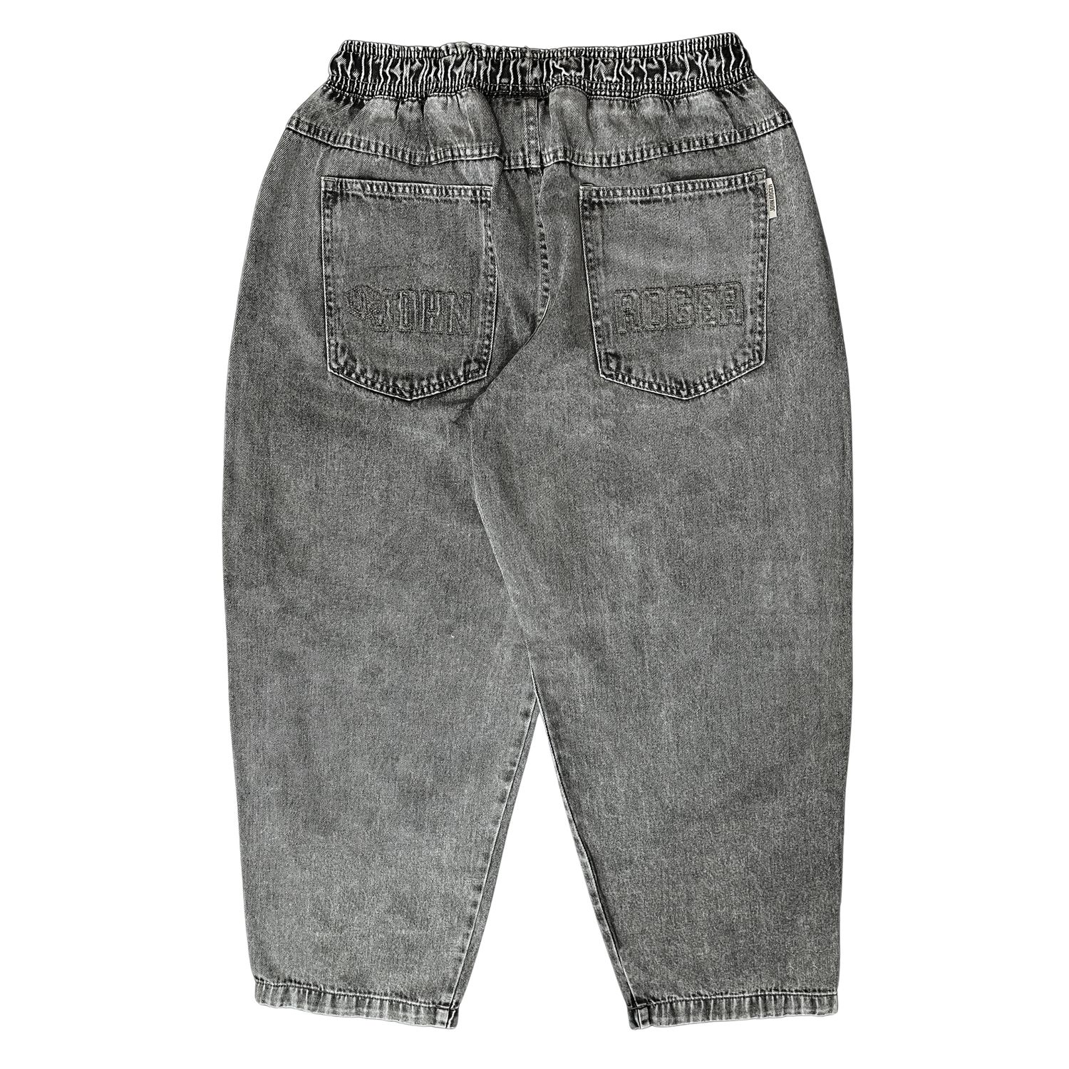 CALÇA BAGGY ELASTICO JEANS BORDADO JOHN ROGER - BLACK MARMORIZADO