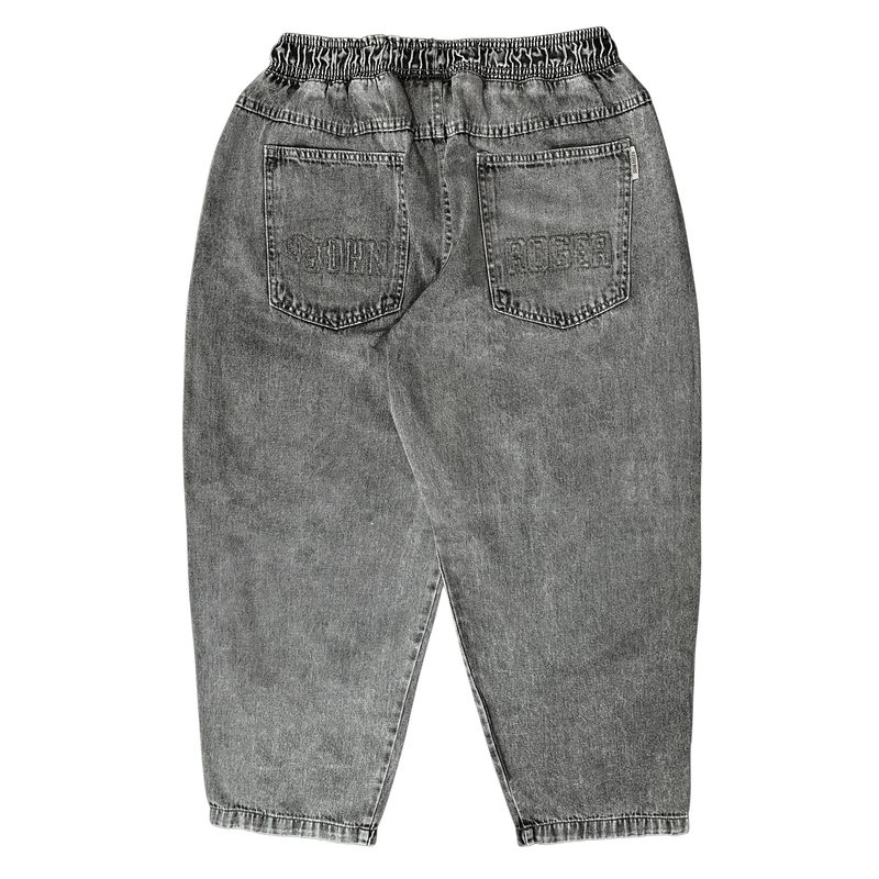 CALÇA BAGGY ELASTICO JEANS BORDADO JOHN ROGER - BLACK MARMORIZADO