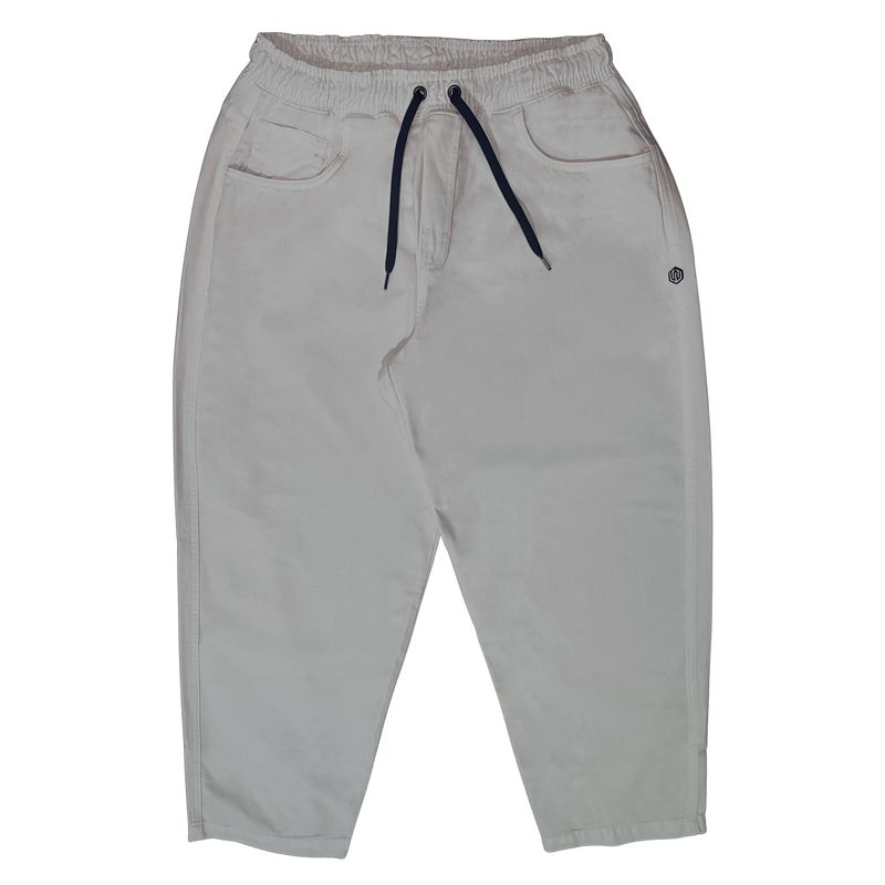 CALÇA BAGGY ELASTICO SARJA BORDADO JOHN ROGER - OFF WHITE